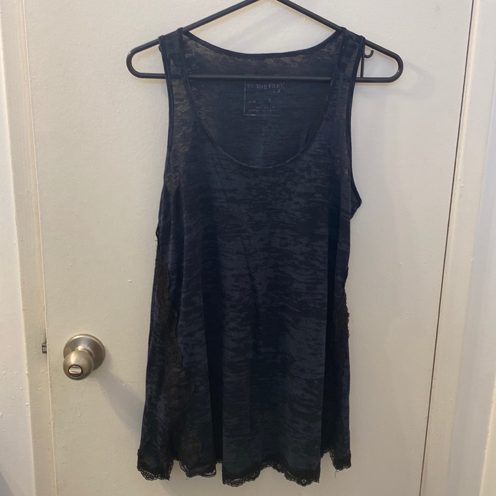Free People dark blue lace tank top